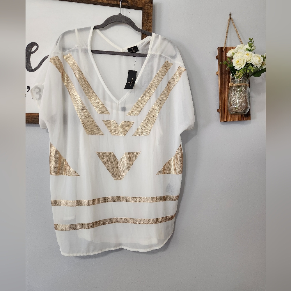 4 for $40 Worthington Cream Sleeveless Top Gold Accent NWT Size 2x